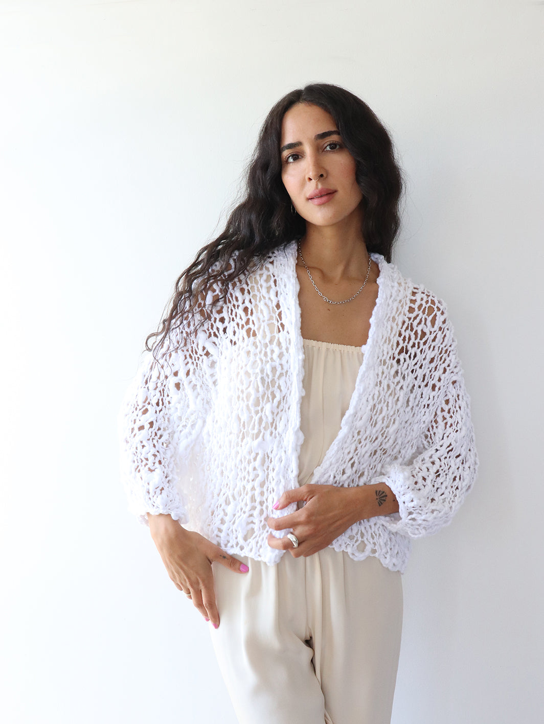 The Cropped Cotton Robe - White