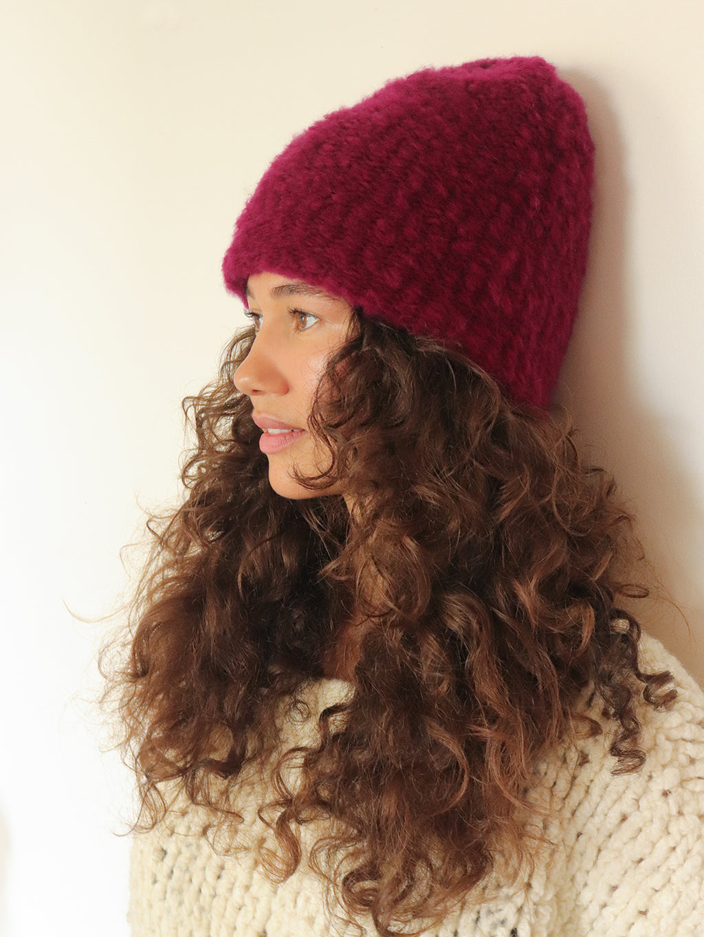 Virgin Wool Hat  - Beet