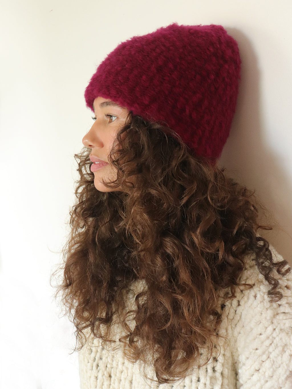 Virgin Wool Hat  - Beet