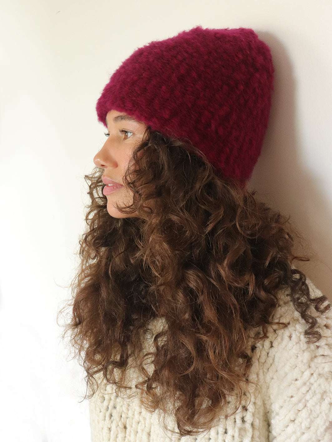 Virgin Wool Hat  - Beet
