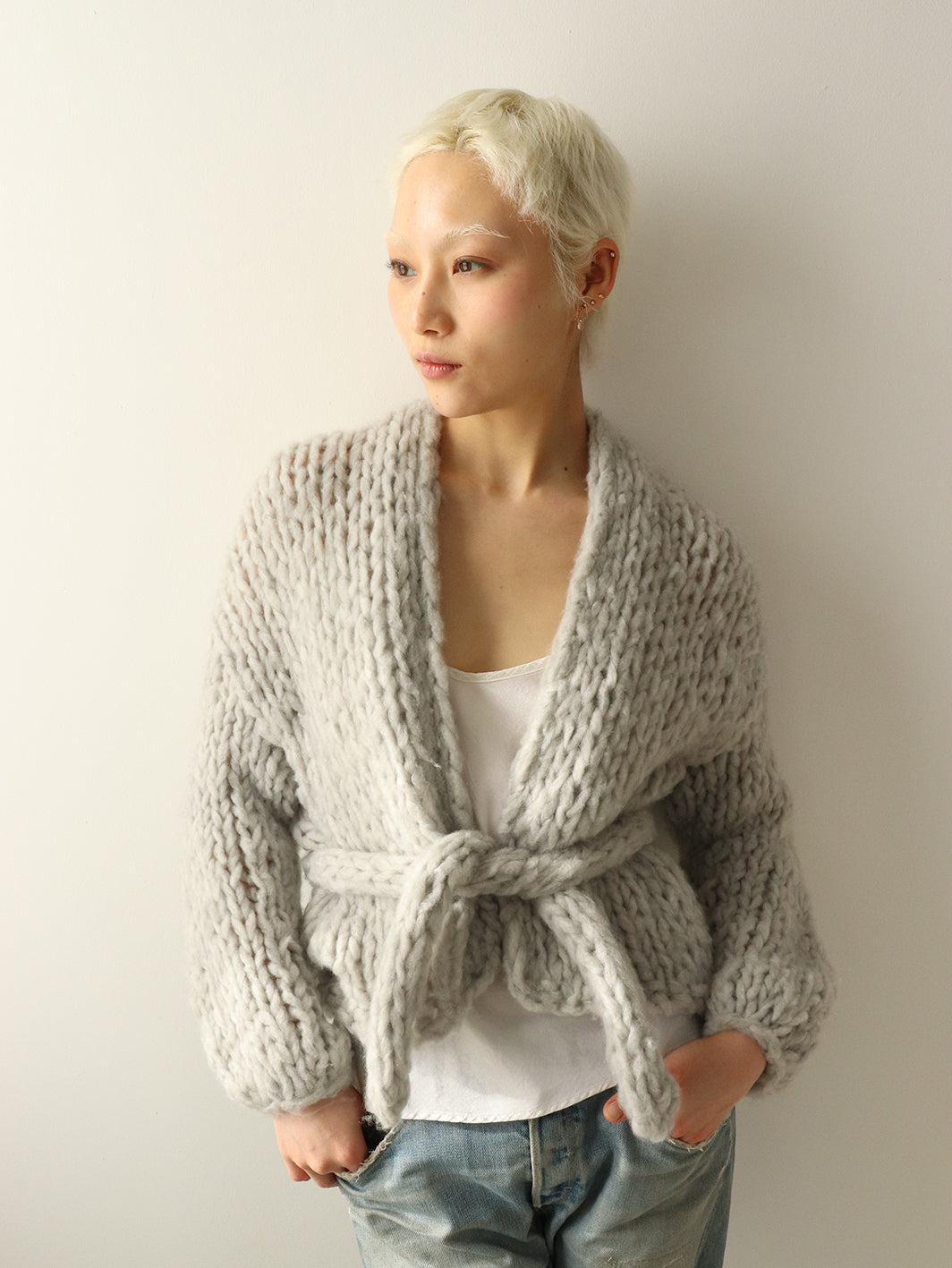 Cashmere Short Robe - Light Gray