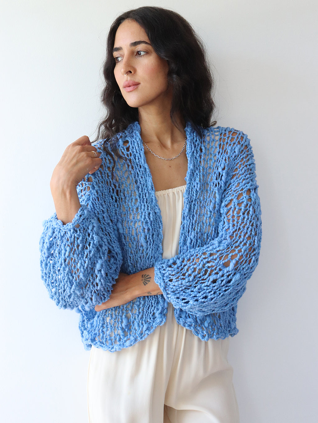 The Short Cotton Robe - Blue