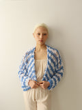 Cotton - Stripes Cardigan - White and Blue
