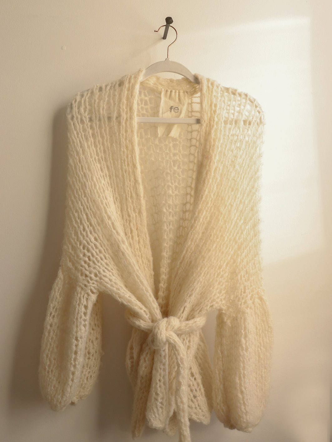 Wool - Long Robe with belt - Natural