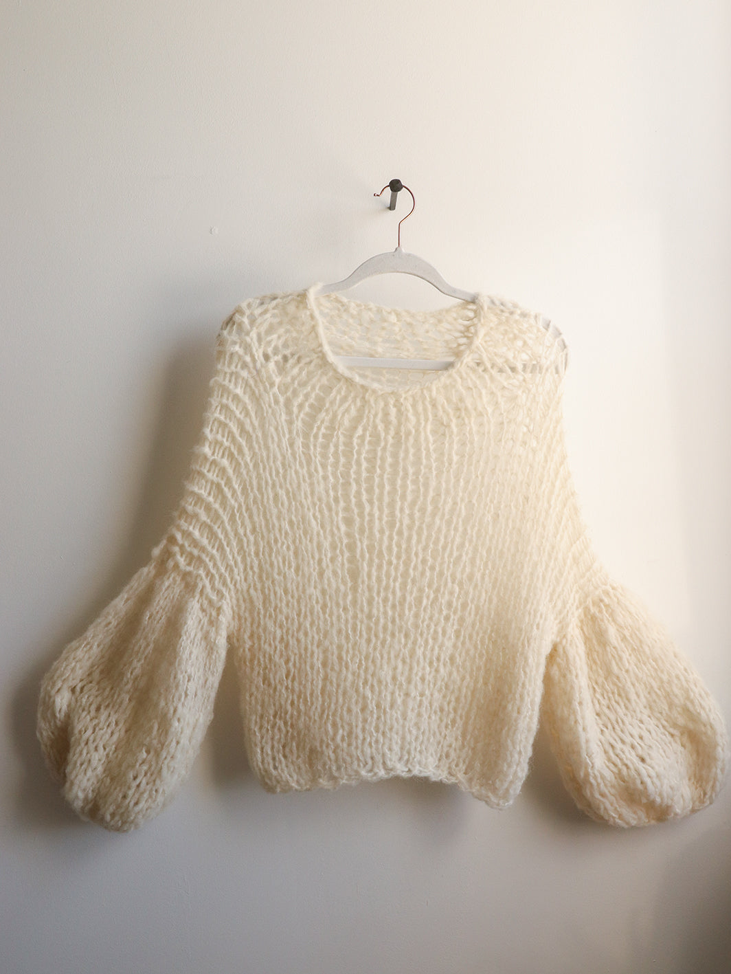 Wool - Sweater Balloon Sleeves - Natural