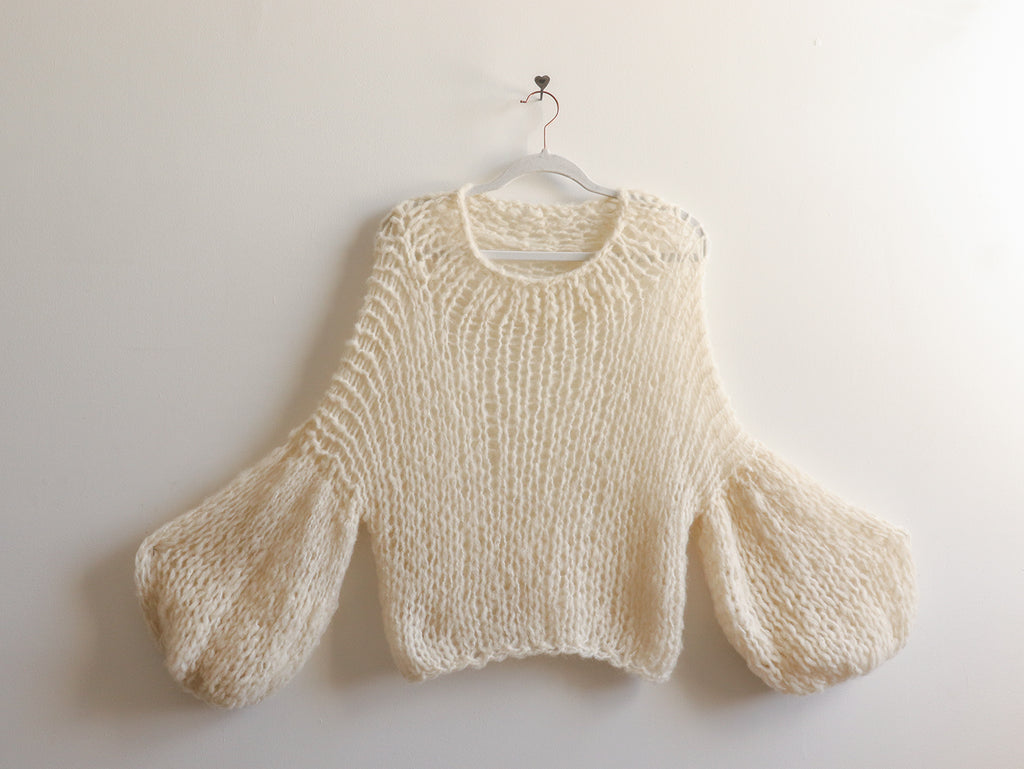 Wool - Sweater Balloon Sleeves - Natural
