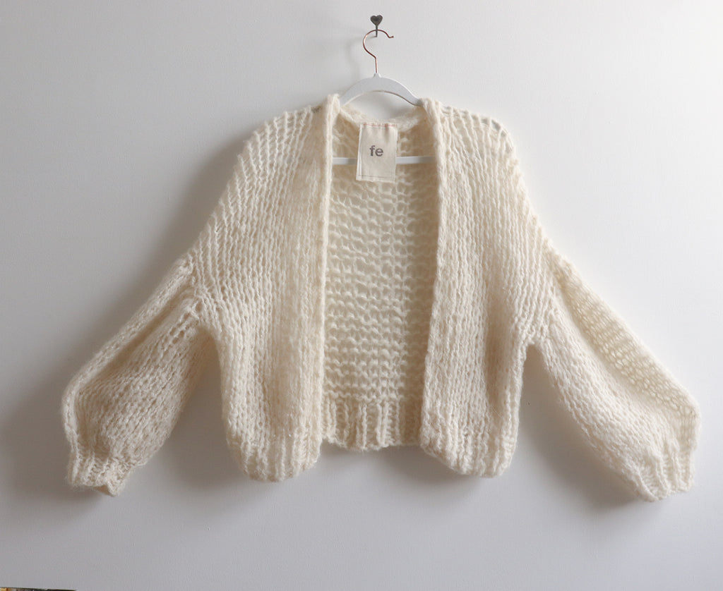 Wool - Cardi Balloon Sleeves - Natural