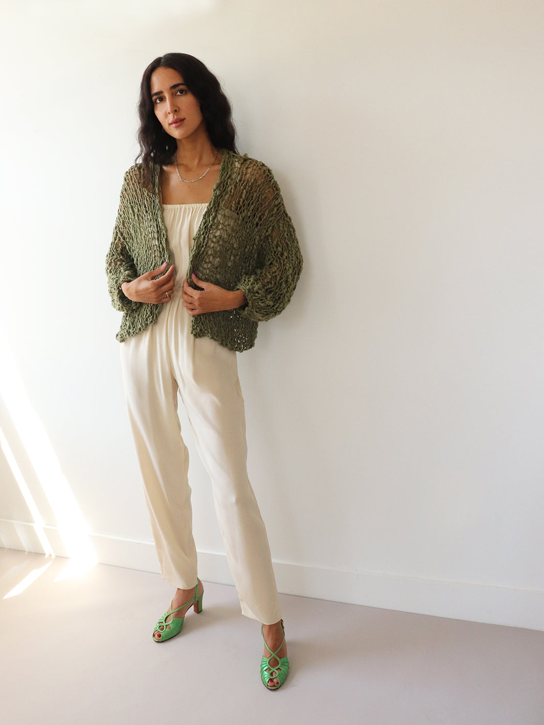 The Short Cotton Robe - Olive