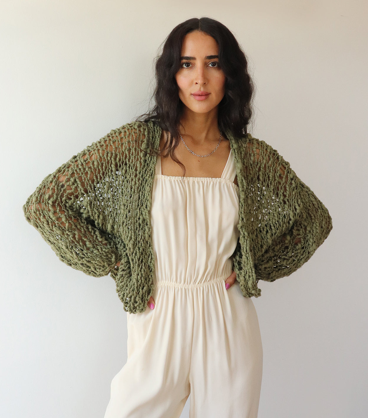 The Short Cotton Robe - Olive