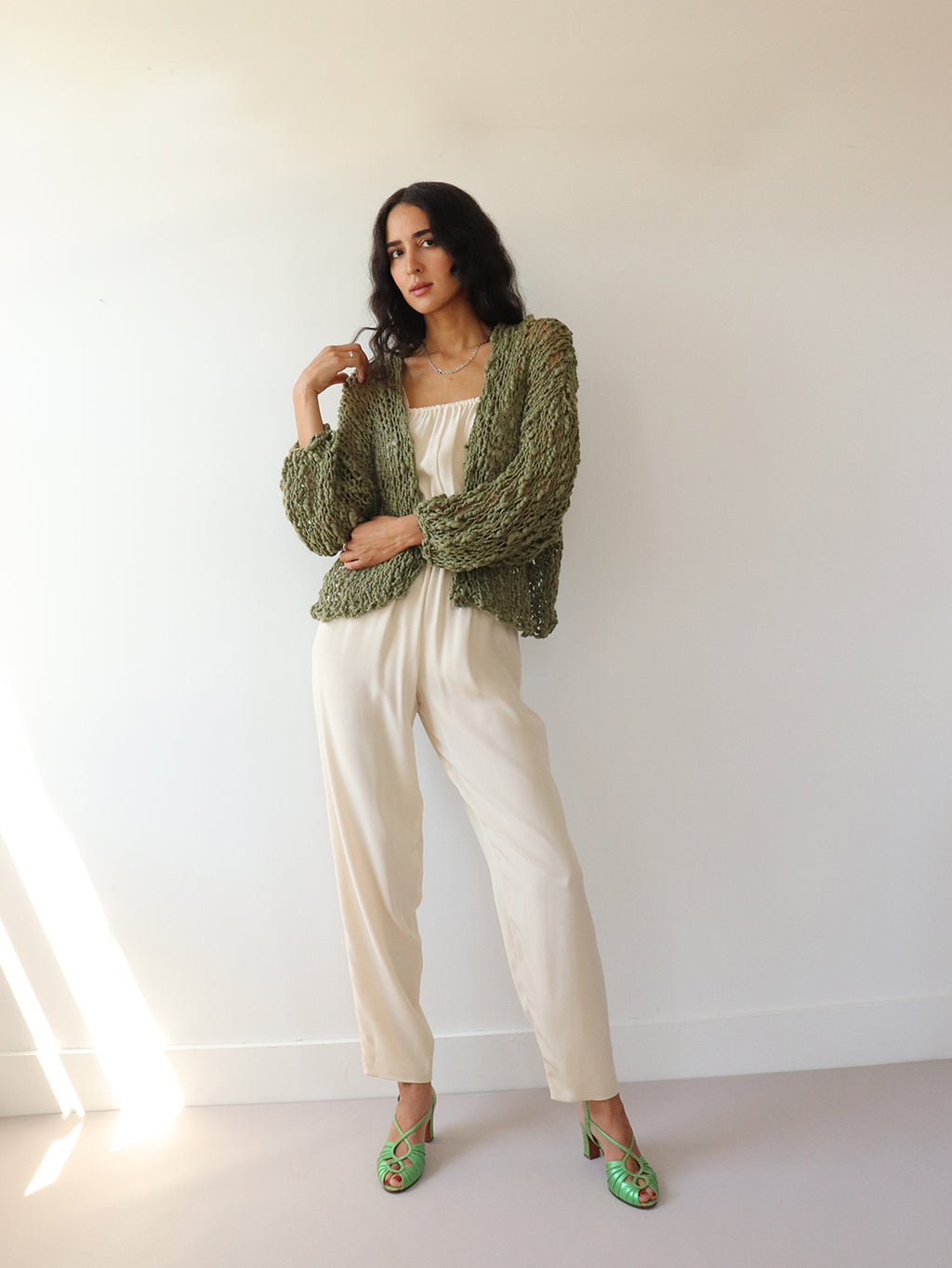 The Short Cotton Robe - Olive
