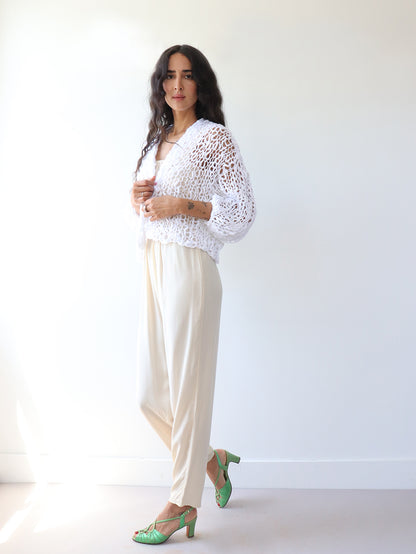 The Cropped Cotton Robe - White