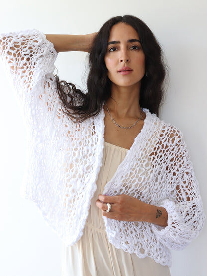The Cropped Cotton Robe - White