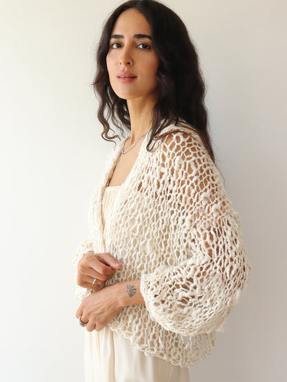 The Cropped Cotton Robe - Natural