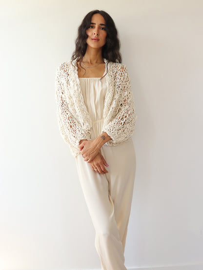 The Cropped Cotton Robe - Natural