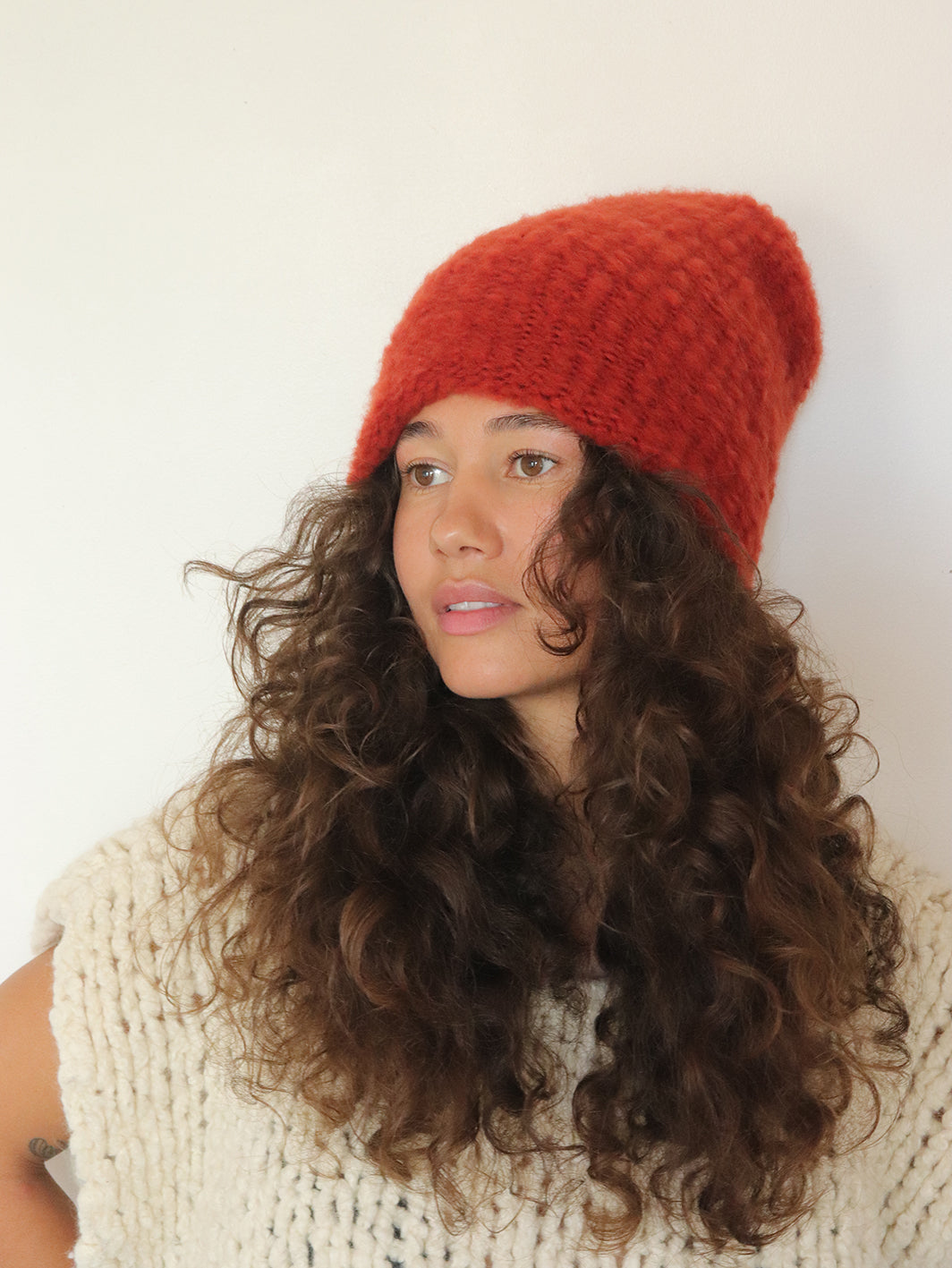 Virgin Wool Hat  - Tomato